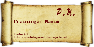 Preininger Maxim névjegykártya